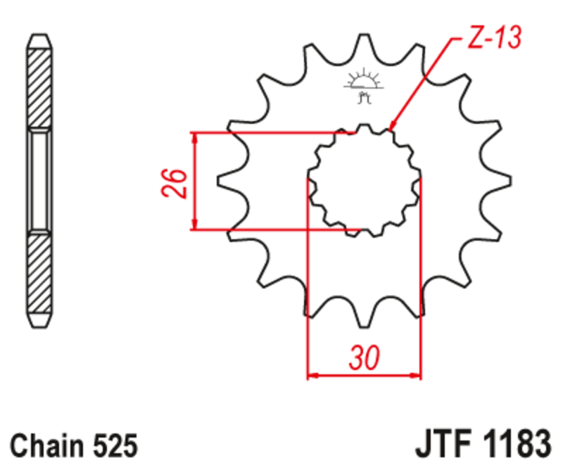 JT-DRIVHJUL Stål ljudfritt framdrev 1183 - 525 Figur 1