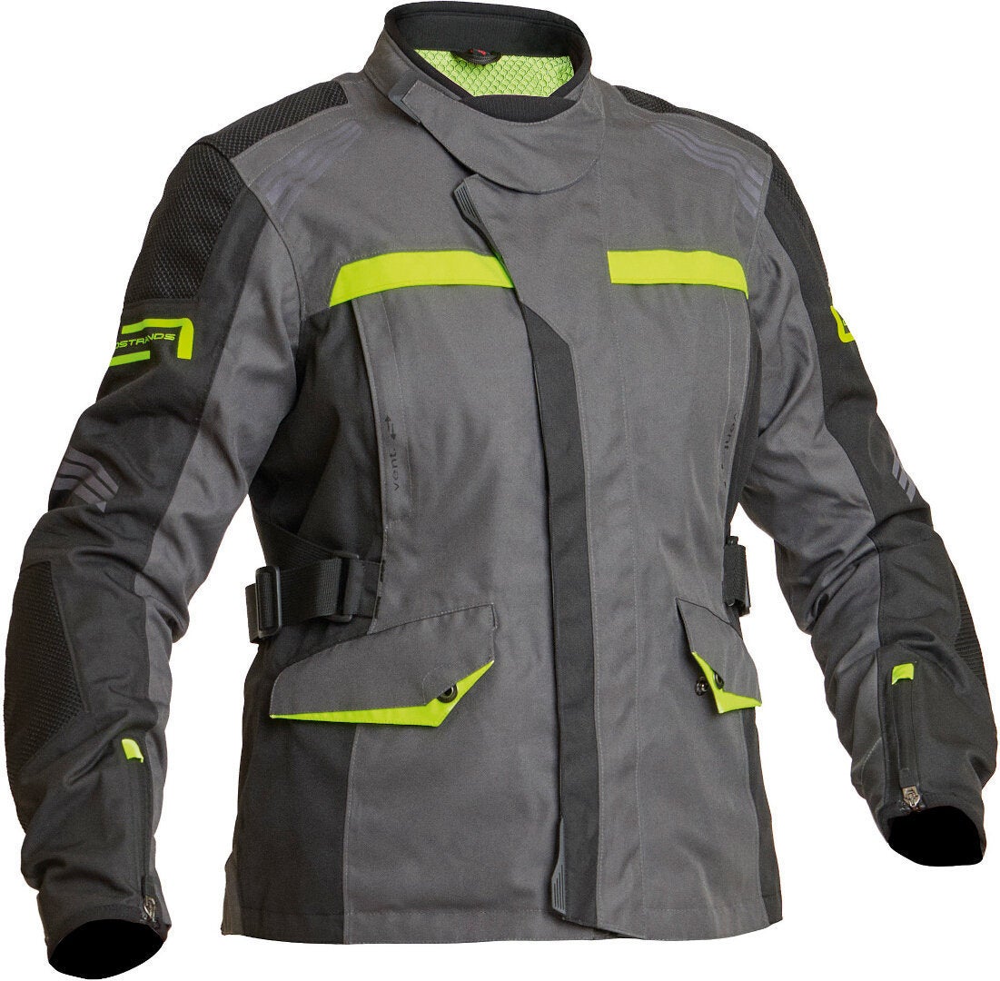 Lindstrands Granberg vandtæt Ladies Motorcykel Textile Jacke mørkegrå/sort/gul 46 Figur 1