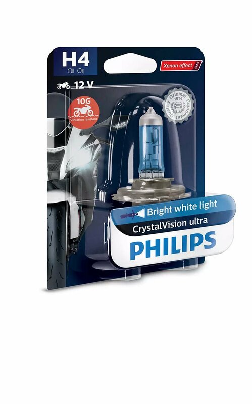 Side view of PHILIPS H4 CrystalVision Ultra Moto Light Bulb 12V/60/55W - x1
