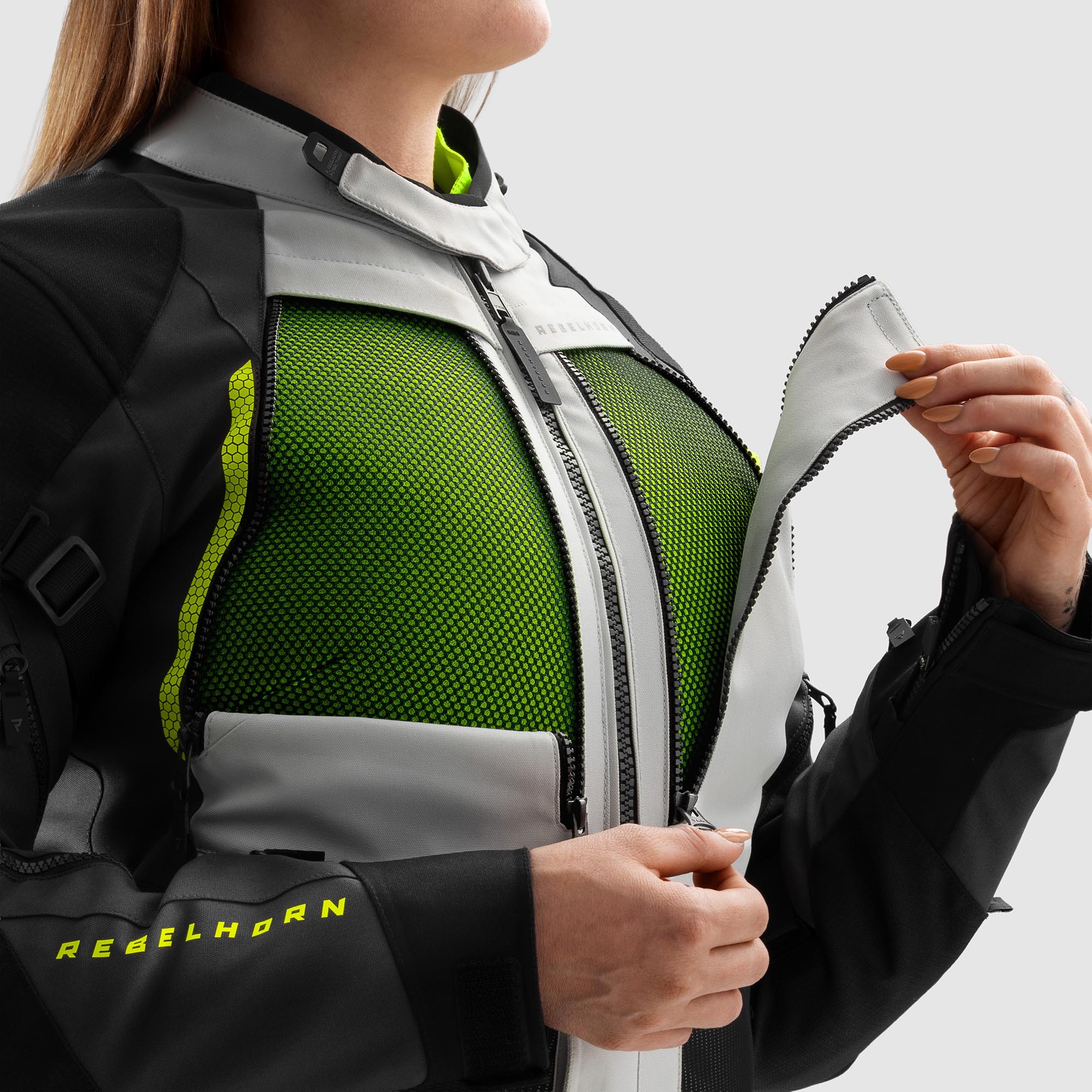 Side view of Rebelhorn Hardy 3.0 waterproof Ladies Motorcycle Textile Jacket