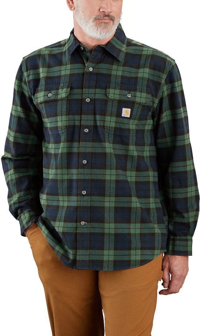Carhartt Loose Fit Heavyweight Flannel Long-Sleeve Plaid Camisa verde S Figura 3