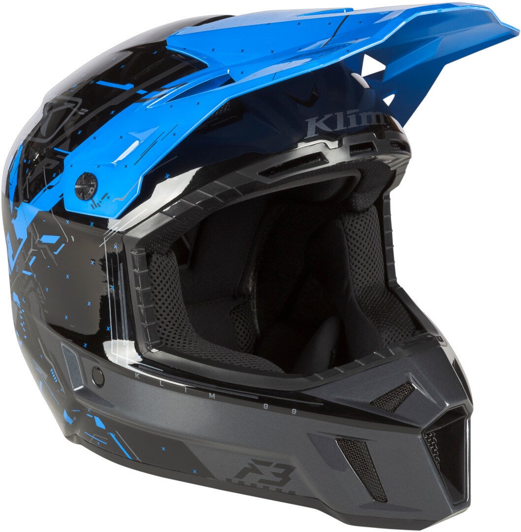 Klim F3 Recoil Motokrosová přilba černá/modrá XXXL (64/65) Obrázek 3
