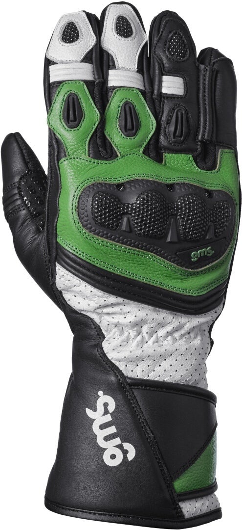 GMS GR-1 SF perforerede motorcykelhandsker sort/hvid/grøn L Figur 1