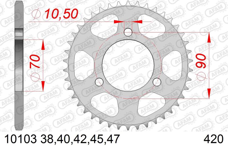 AFAM Kedjekit 420R1 14/42/106 - Standard bakre kedgehjul Figur 3