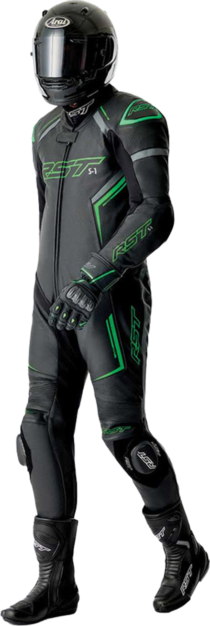 RST S1 D3O perforeret 1-delt motorcykellæderdragt Sort/neon-grøn 60 Figur 11