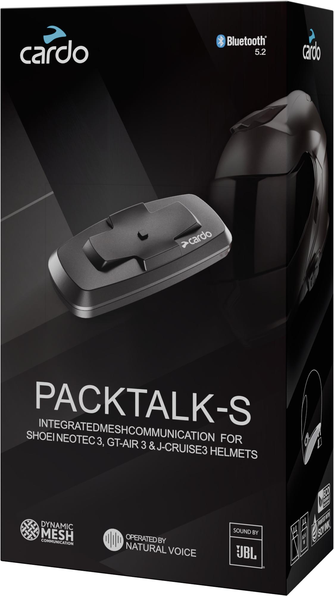 Cardo Packtalk-S Bluetooth Sistem de comunicare Single Pack pentru căști de motocicletă Shoei Gen 3 Figura 1
