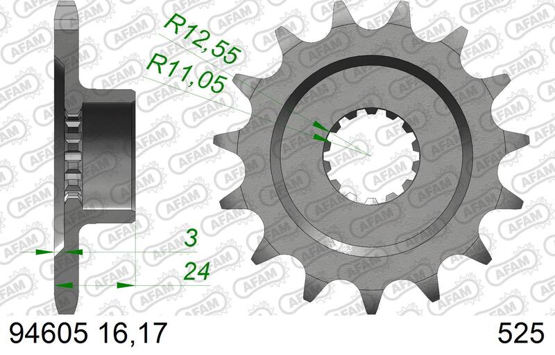 AFAM Kedjekit 525XHR3 16/39-114 - Standard bakre kedjehjul Figur 4