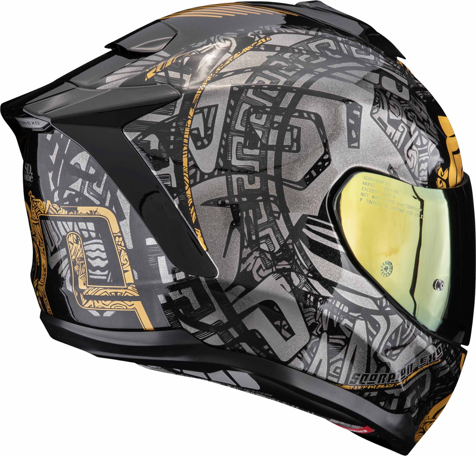 Scorpion Exo-1500 Air Apus Full-Face hjelm sort/grå/guld L (59/60) Figur 3