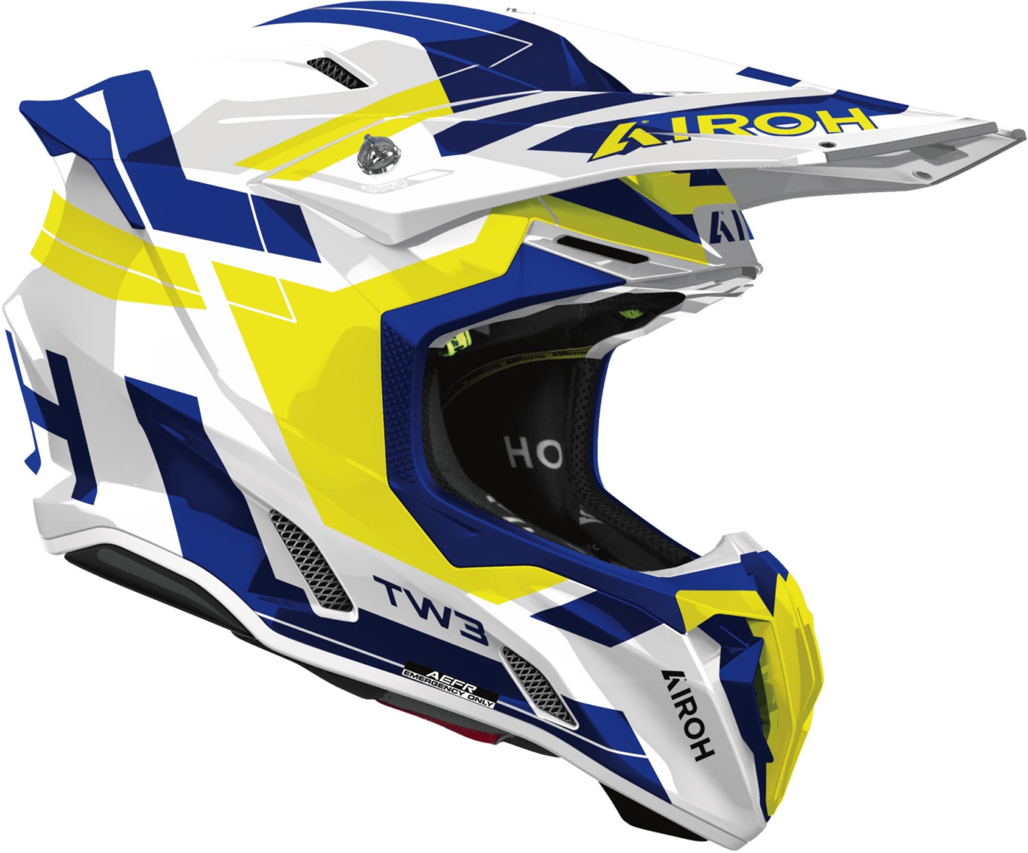 Airoh Twist 3 Dynasty Casco da motocross bianco/blu/giallo S (55/56) Figura 2