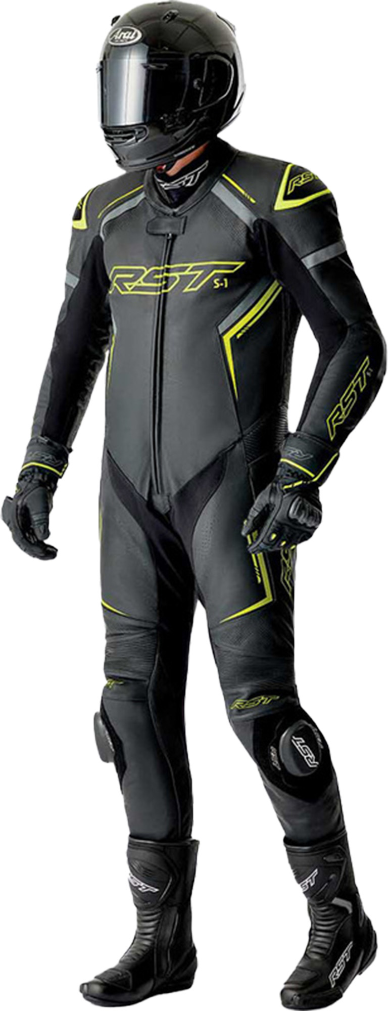 RST S1 D3O perforert ett-delt motorsykkelskinndrakt svart/neon/gult 60 Figur 9