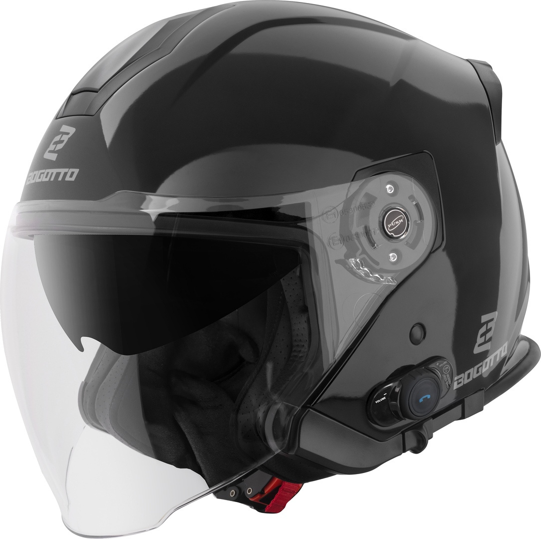 Bogotto H586 BT Solid Bluetooth Jet Helm Zwart S Figuur 1
