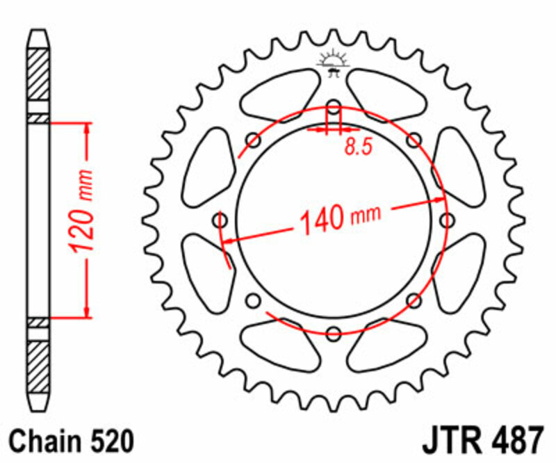 JT-DRIVHJUL Standard stålkrona 487 - 520 Figur 1