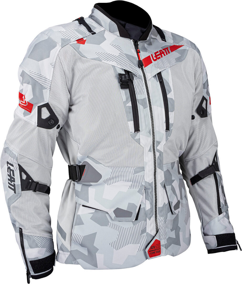 Leatt ADV FlowTour 7.5 waterproof Motorcycle Textile Jacket light grey/black/red XL Figure 5