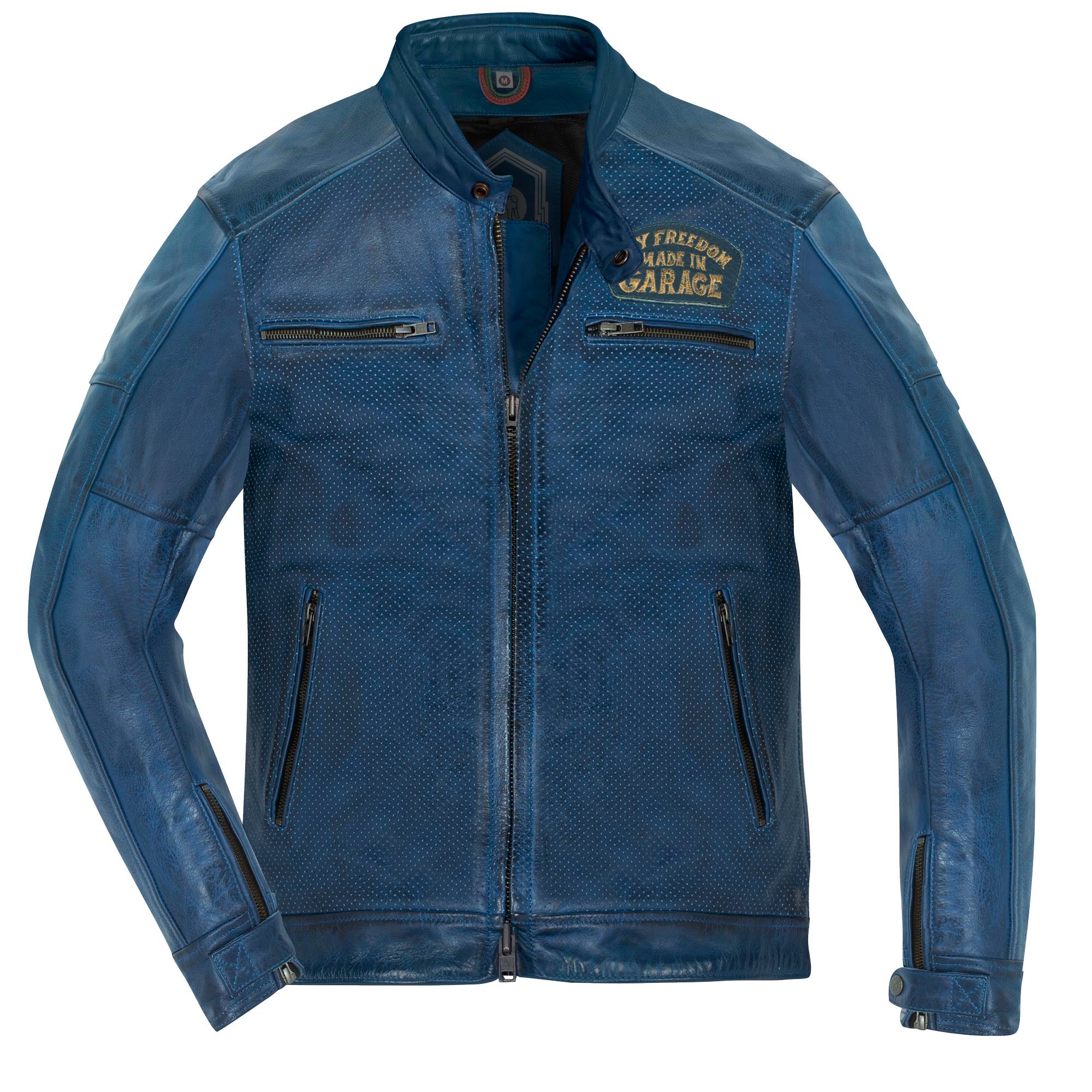 HolyFreedom Zero Summer perforated Motorcycle Leather Jacket dark blue 3XL Figure 1
