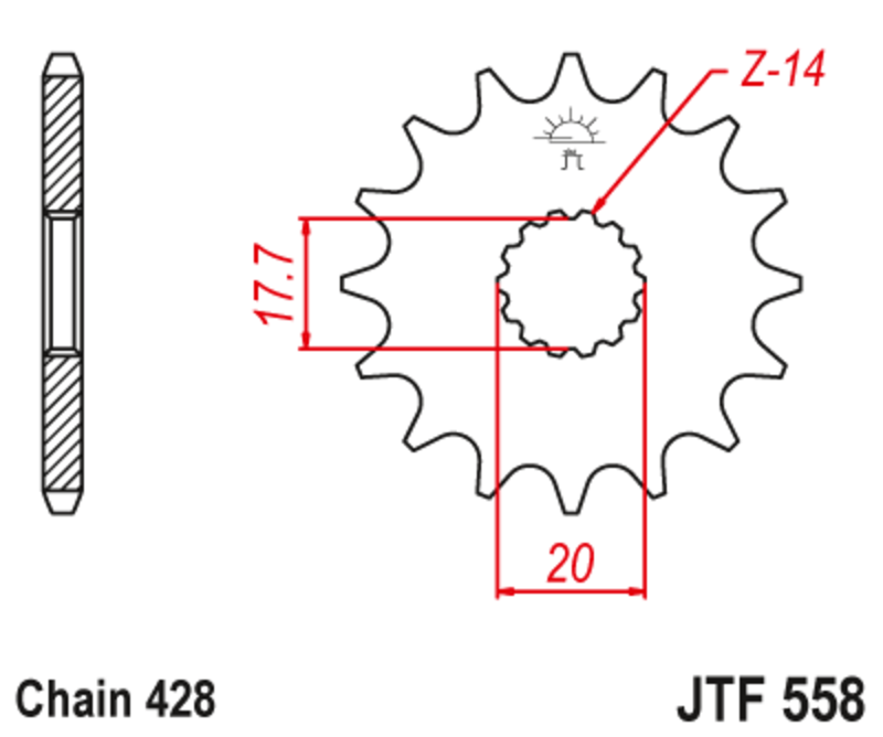 JT-DRIVHJUL Stål ljudfritt framdrev 558 - 428 Figur 2