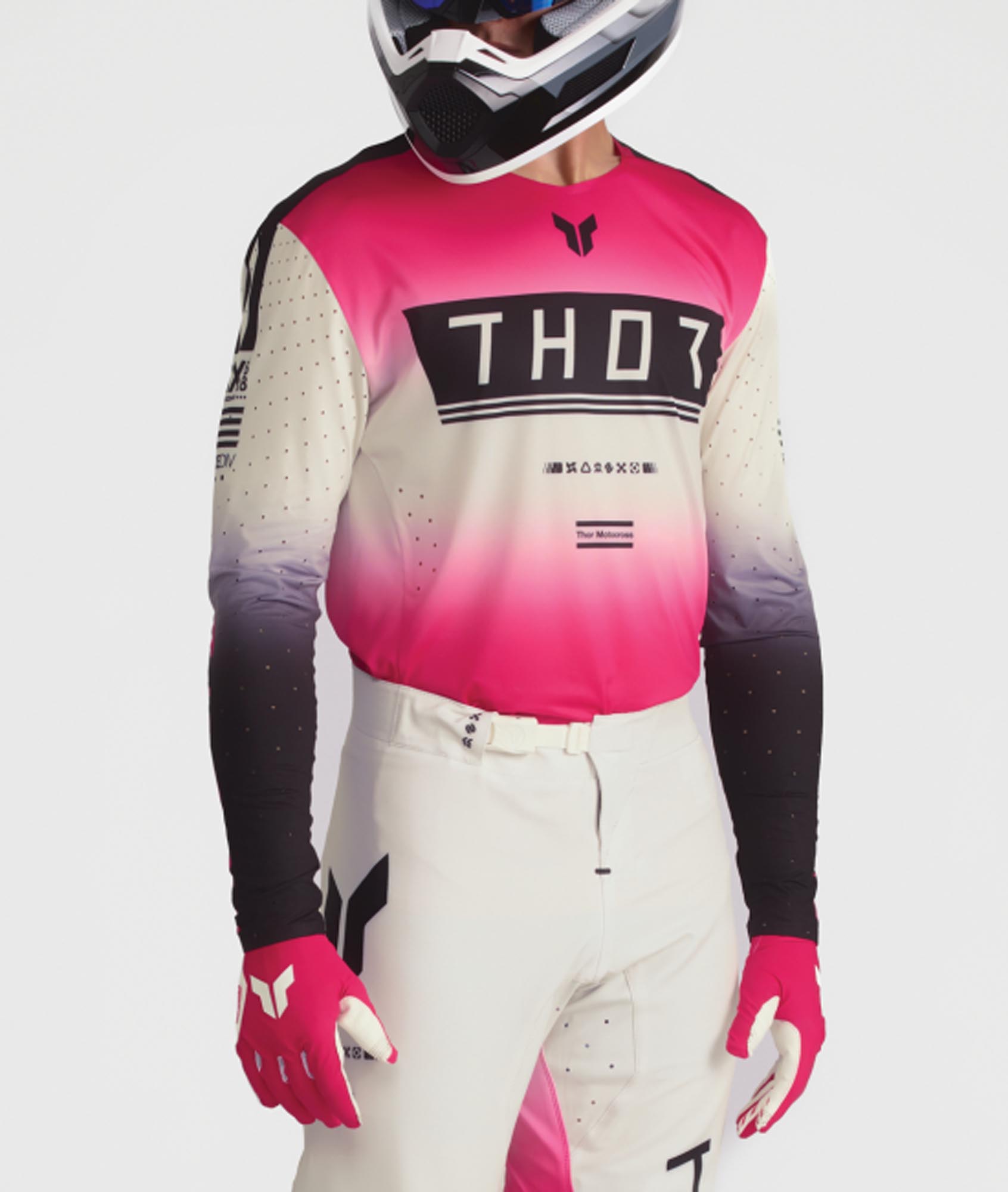 Thor Sportmode Geo Motocrosstrøje hvid/pink L Figur 5