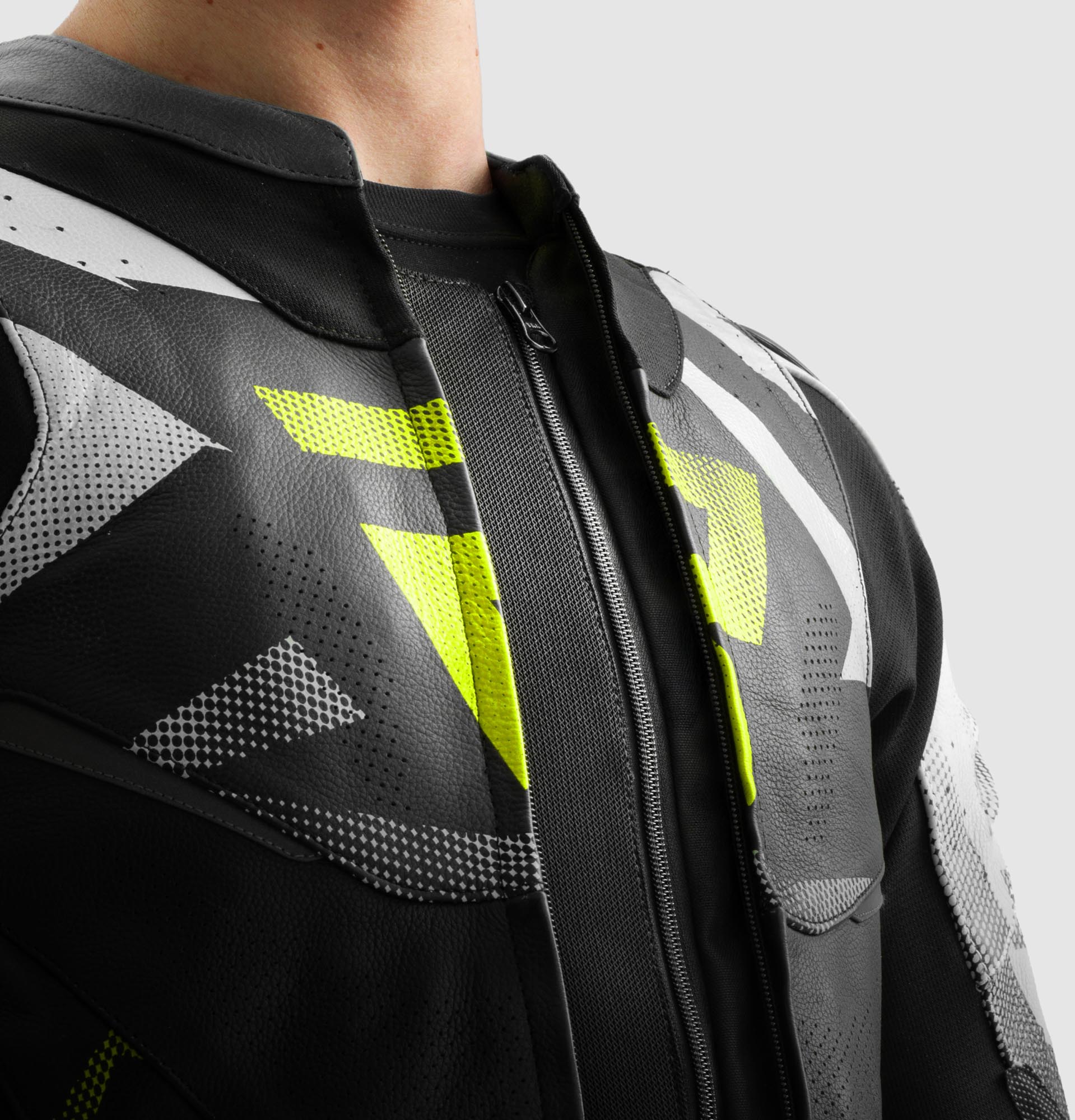 Rebelhorn Inferno Motorcycle Leather Jacket black/white/yellow 48 Figure 6