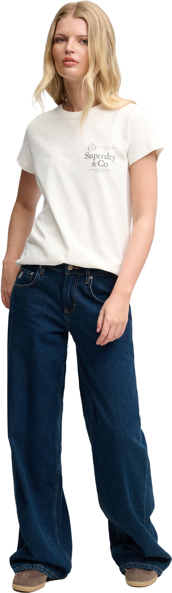 Superdry & Co Luxe Casual Classic Naisten T-paita Kerma XL Kuva 6