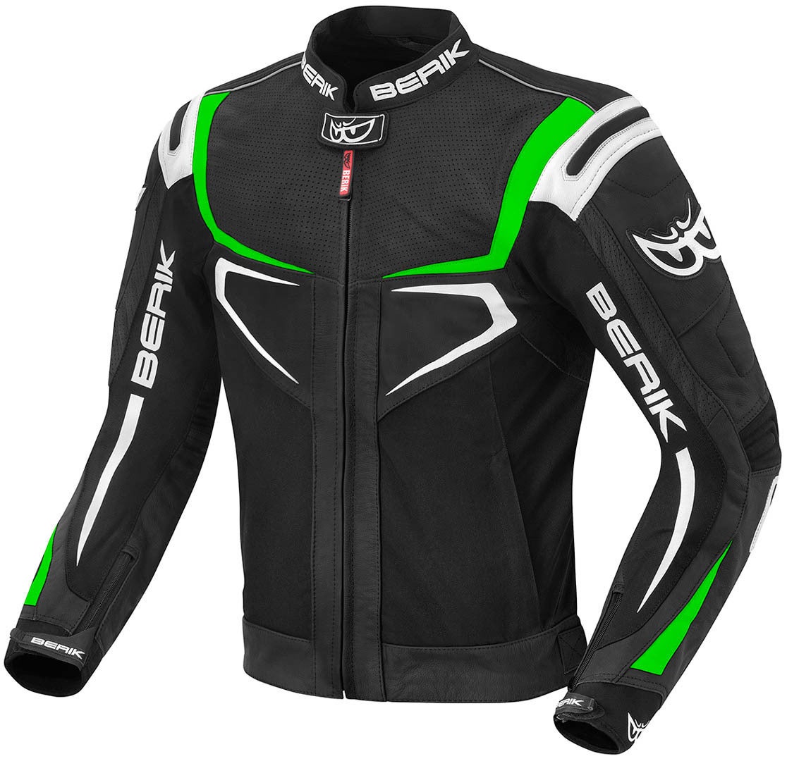 Berik Radic Motorcycle Leather / Textile Jacket black/green/white 52 Figure 1