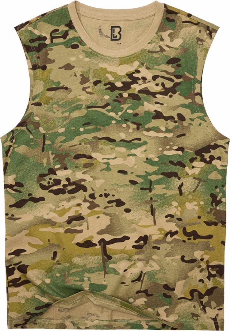 Brandit Men's Green/Black Sleeveless Shirt