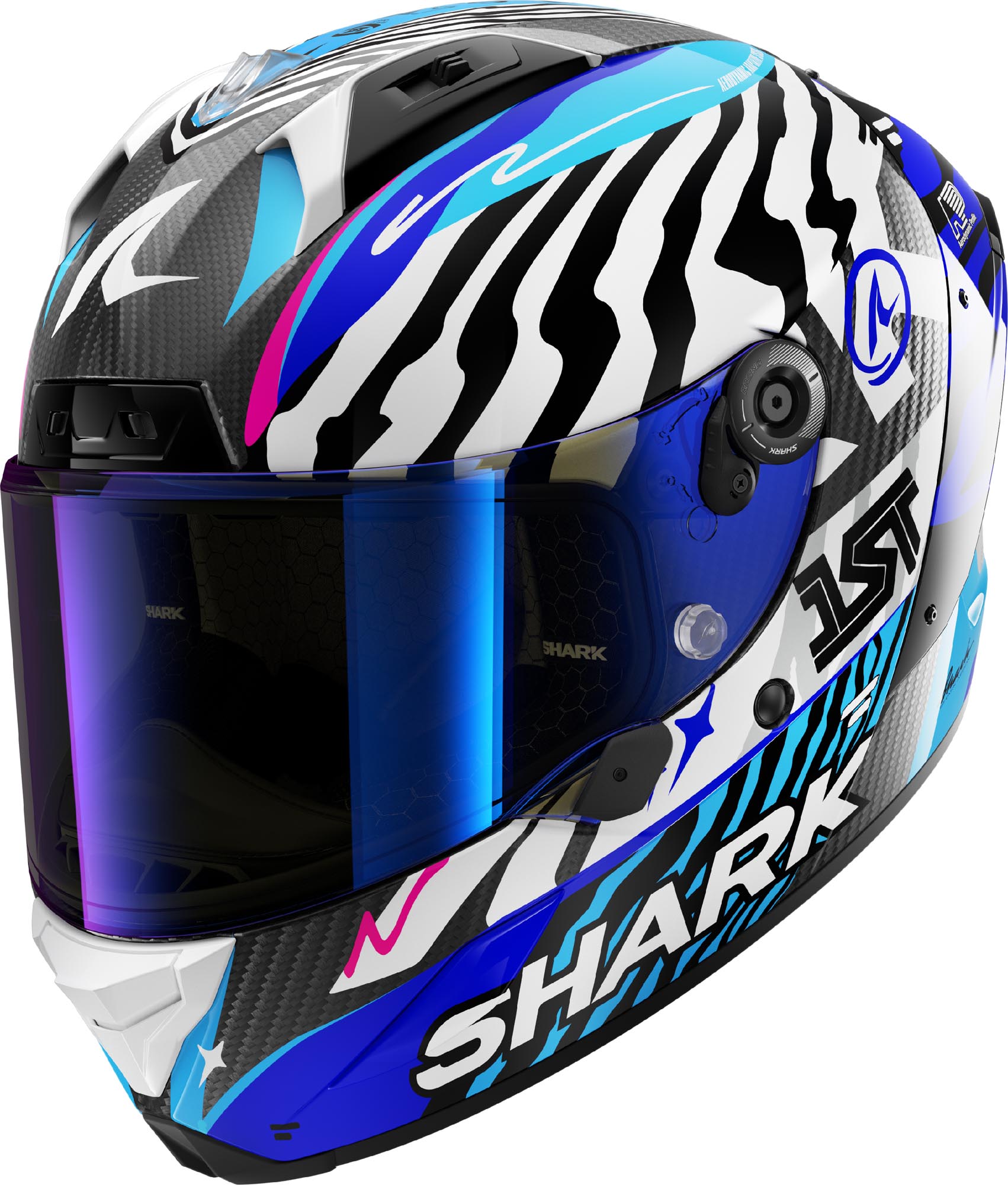 Shark Aeron Speed Fancy Carbon Casco bianco/blu M (57/58) Figura 1