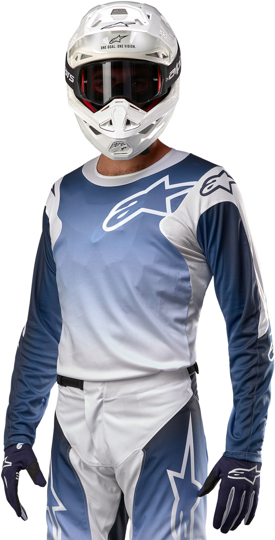 Alpinestars Racer Hoen Tricou de motocross Alb/Albastru S Figura 4