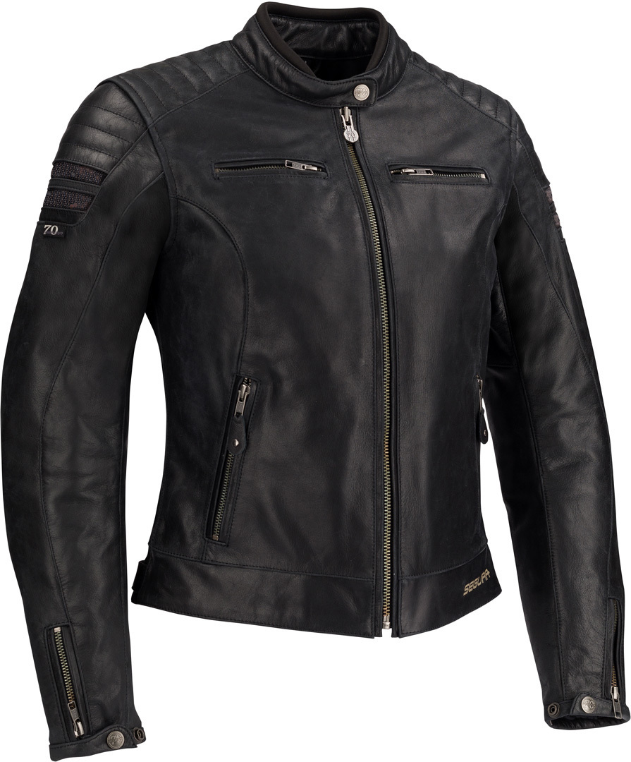 Segura Stripe Damen Motorrad Lederjacke schwarz/silber 42 Abbildung 1