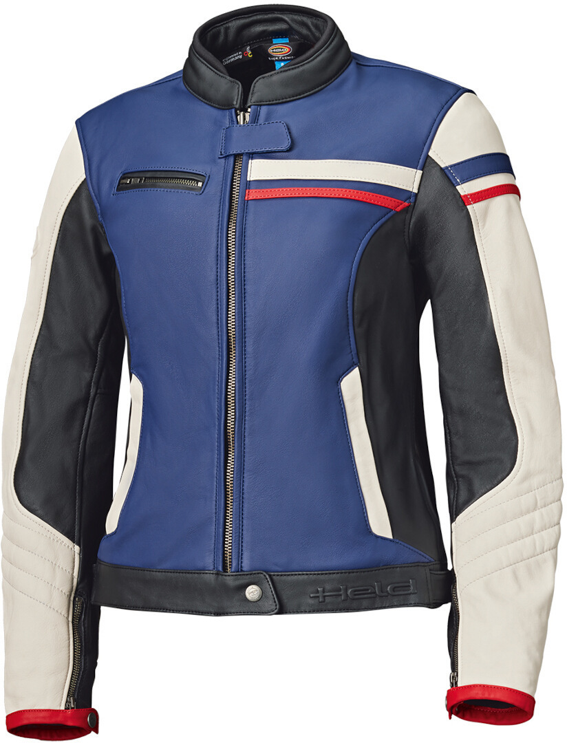 Held Midway Dame motorcykel læderjakke blå/rød/hvid 44 Figur 1