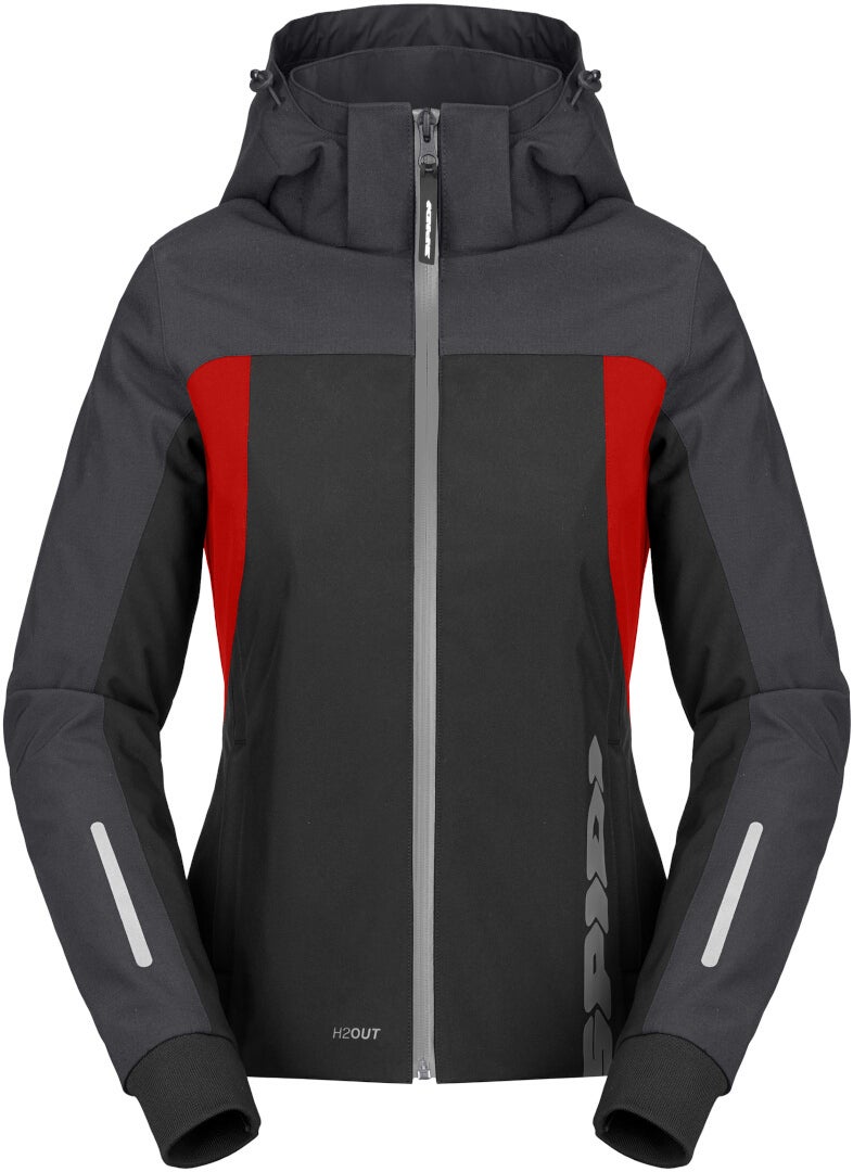 Spidi H2Out II sudadera con capucha impermeable para mujer negro/rojo XL Figura 1