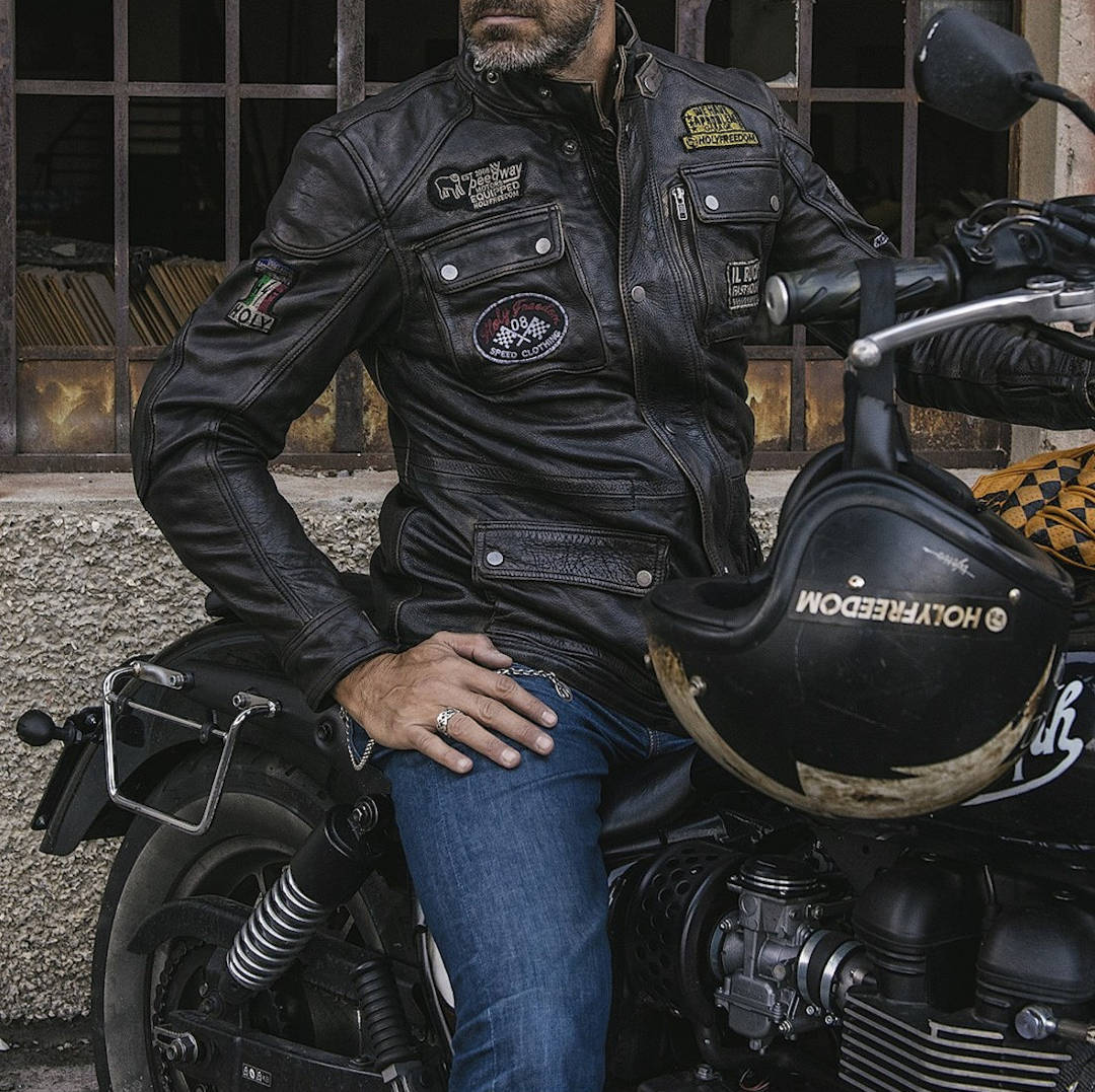HolyFreedom Quattro Evolution Motorrad Lederjacke schwarz L Abbildung 8