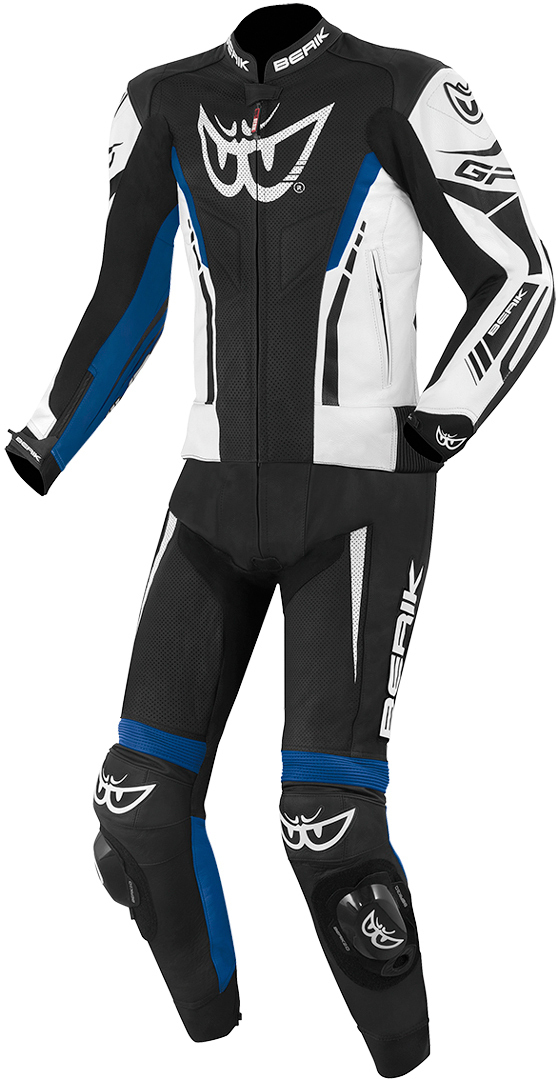 Berik Monza Two Piece Motorcycle Leather Suit black/white/blue 52 Figure 1