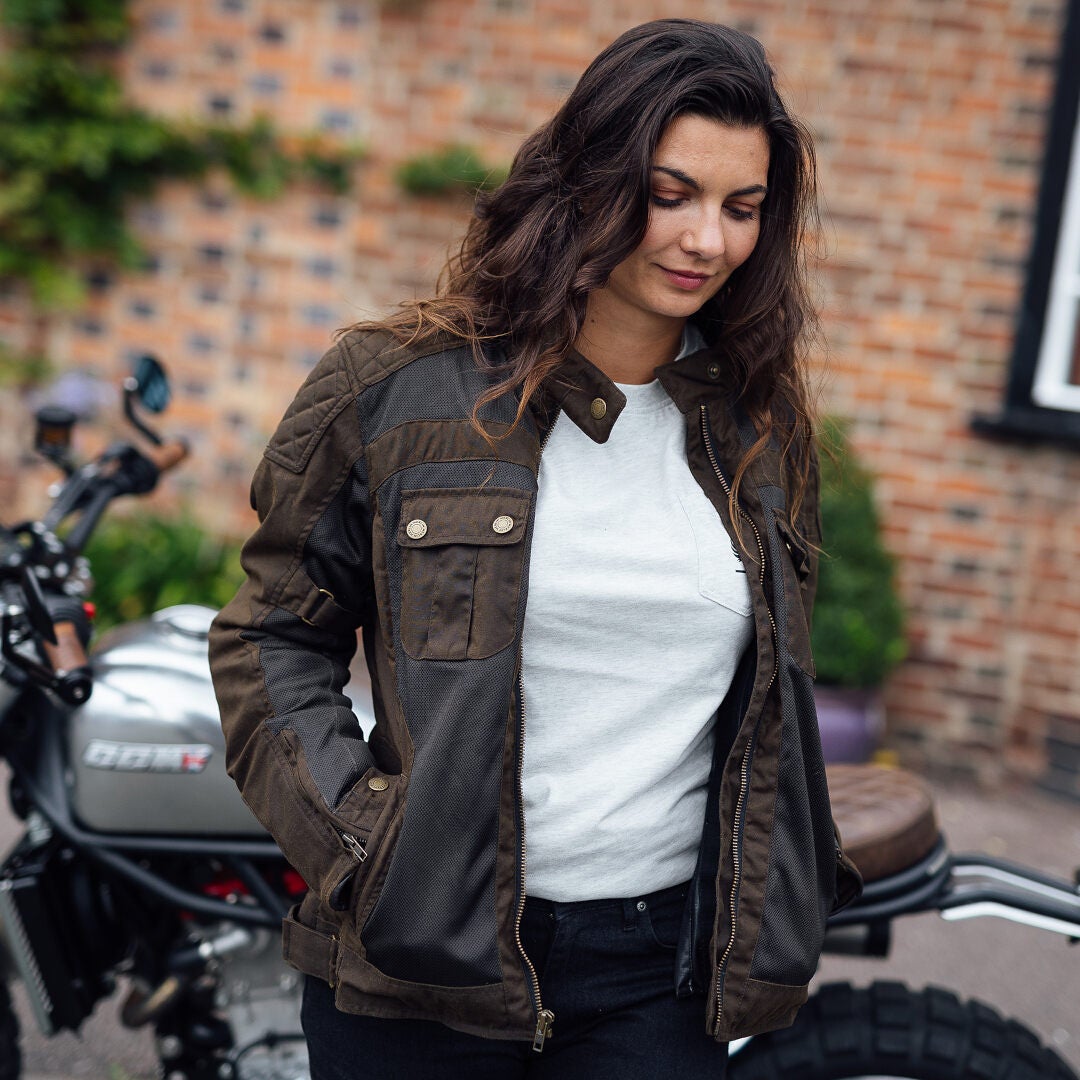Merlin Shenstone Air Dames motorfiets textiel jas Olive S Figuur 6