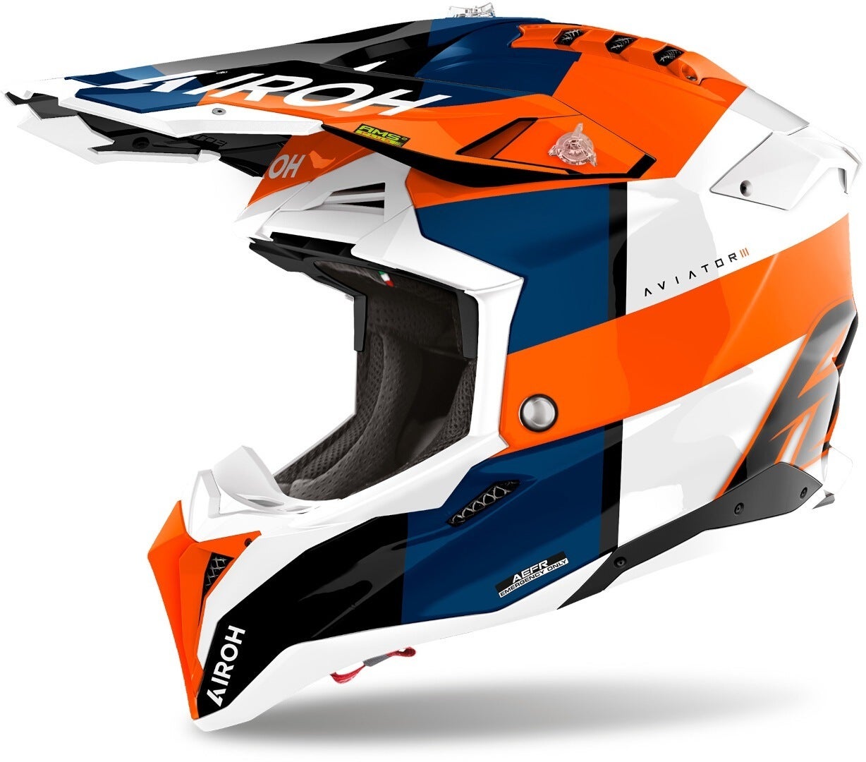 Airoh Aviator 3 Monarch Casque de motocross Blanc/Bleu/Orange S (55/56) Figure 1