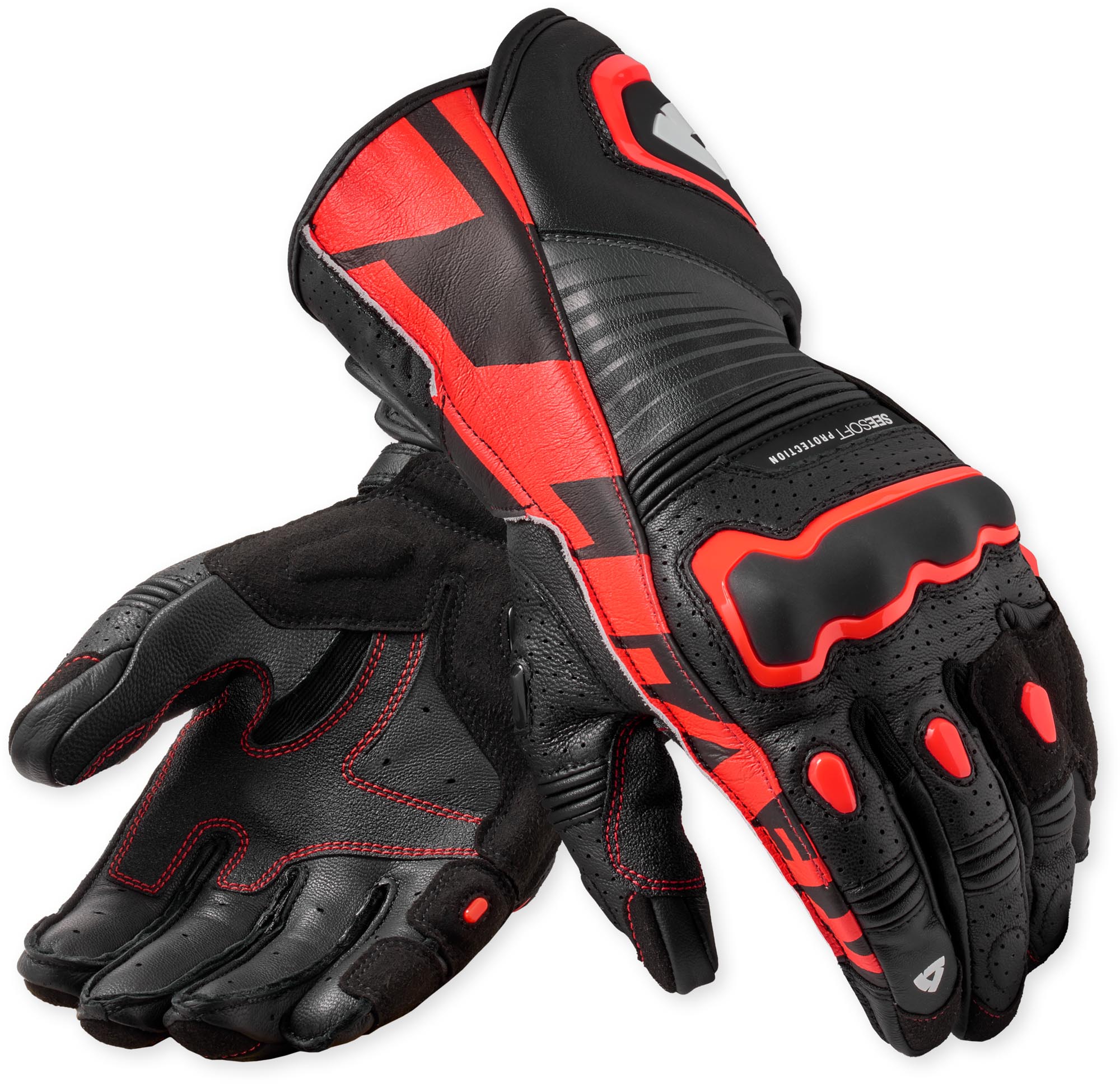 Revit Argon 3 perforerede motorcykelhandsker sort/neonrød S Figur 1