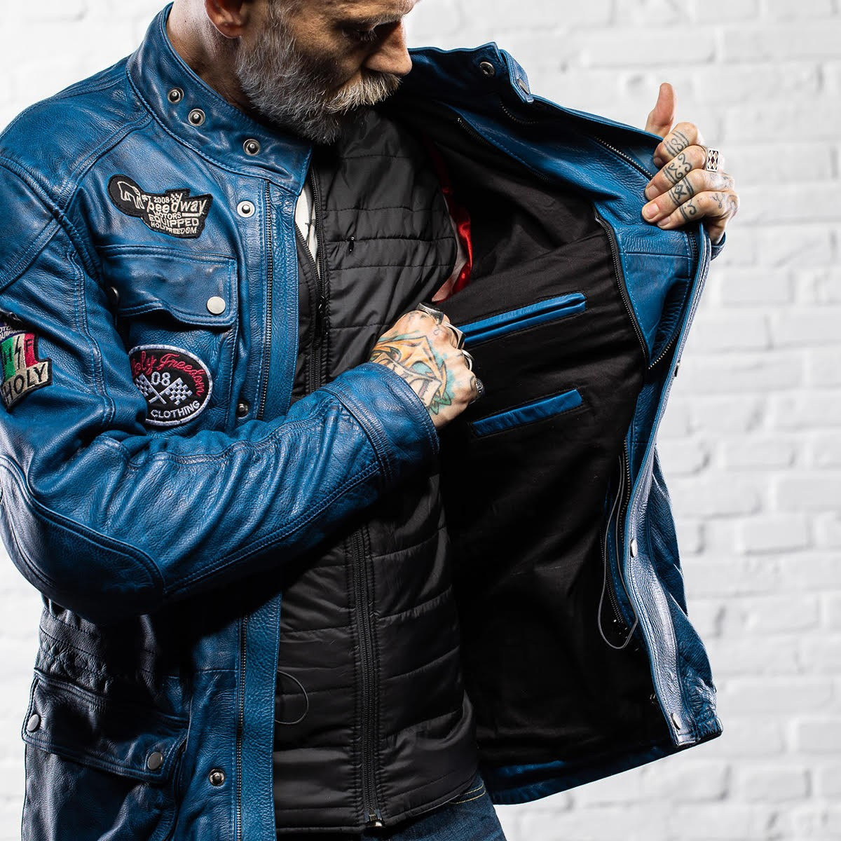 HolyFreedom Quattro Evolution Motorcycle Leather Jacket blue 3XL Figure 9