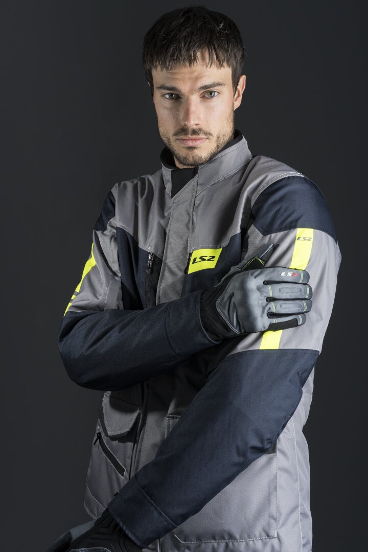 LS2 Metropolis Evo wasserdichte Motorrad Textiljacke grau/dunkelblau/neon-gelb 3XL Abbildung 6