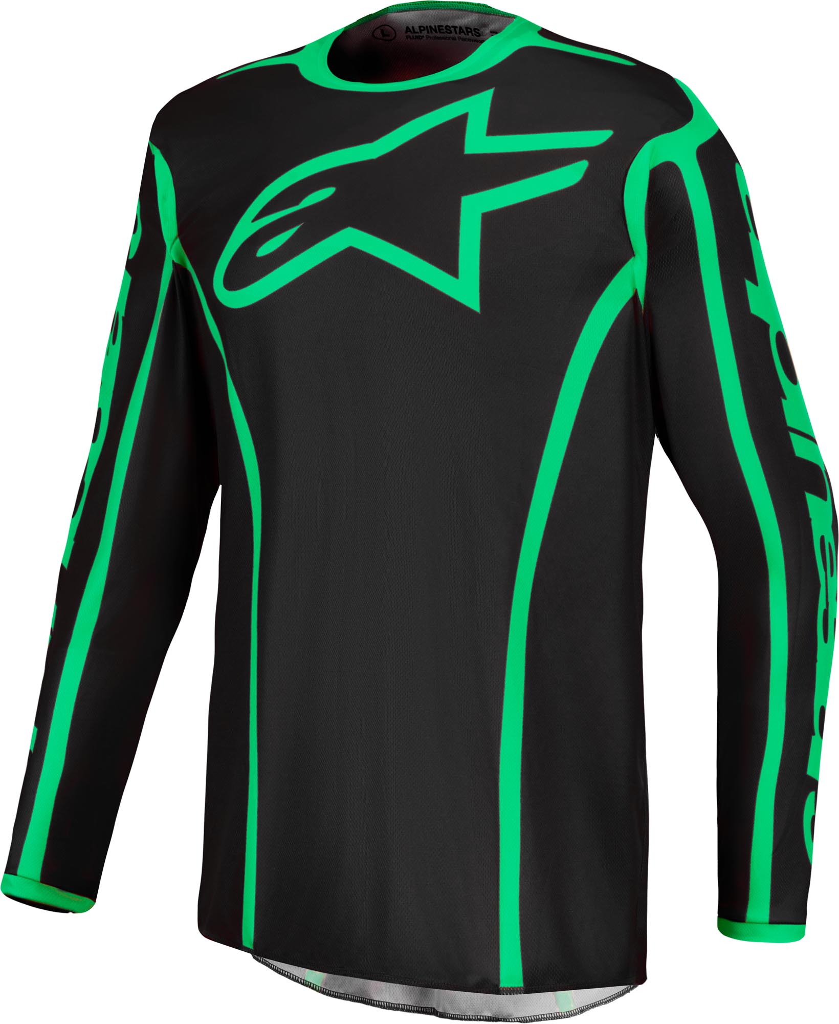 Alpinestars Fluid Apex V2 Мотокрос фланелка черно/неоново-зелено S Фигура 1