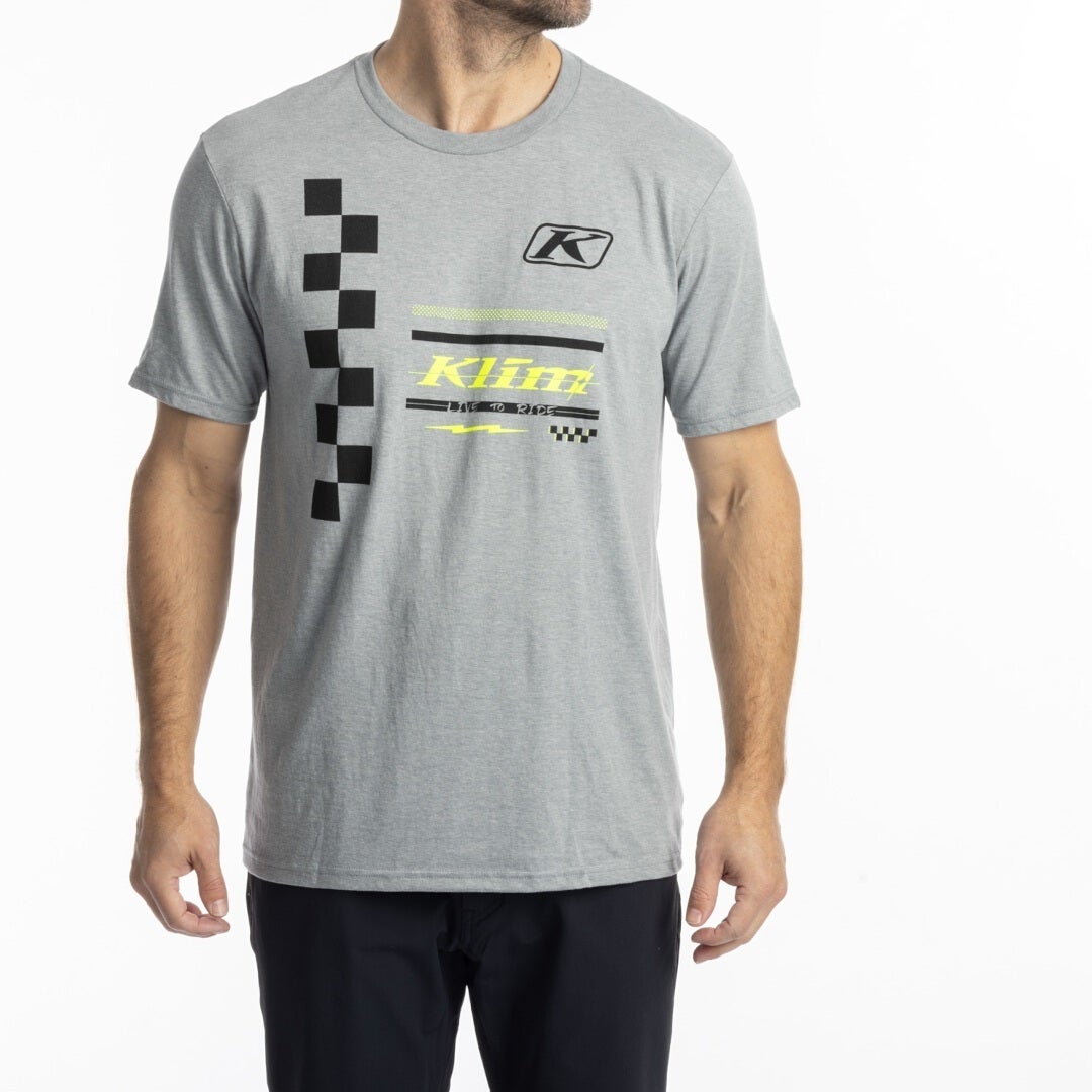 Klim Checkered Flag Tri-Blend Triko světle šedá/černá XL Obrázek 1