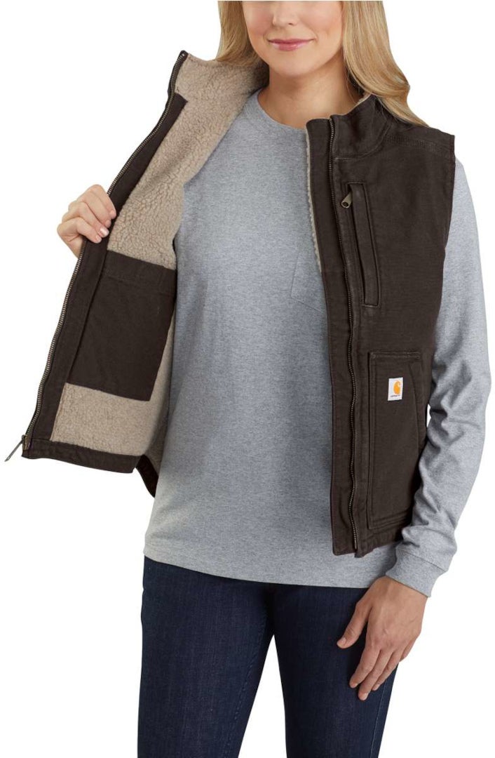 Carhartt Sherpa Lined Mock Neck Ladies Vest dark brown S Figure 3
