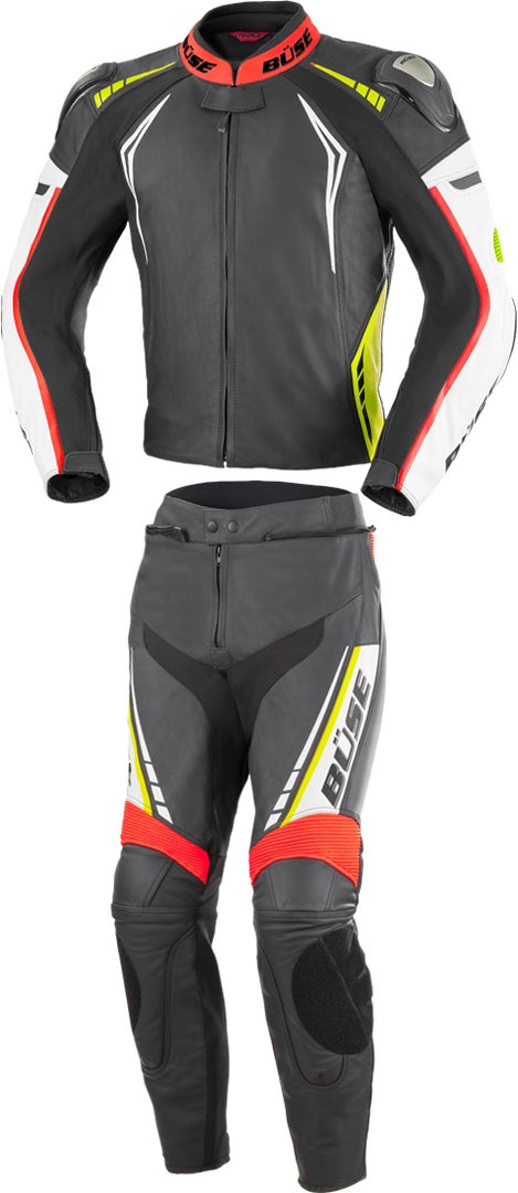 Büse Silverstone Pro Due pezzi signore vestito di cuoio nero/bianco/rosso/giallo 44 Figura 1