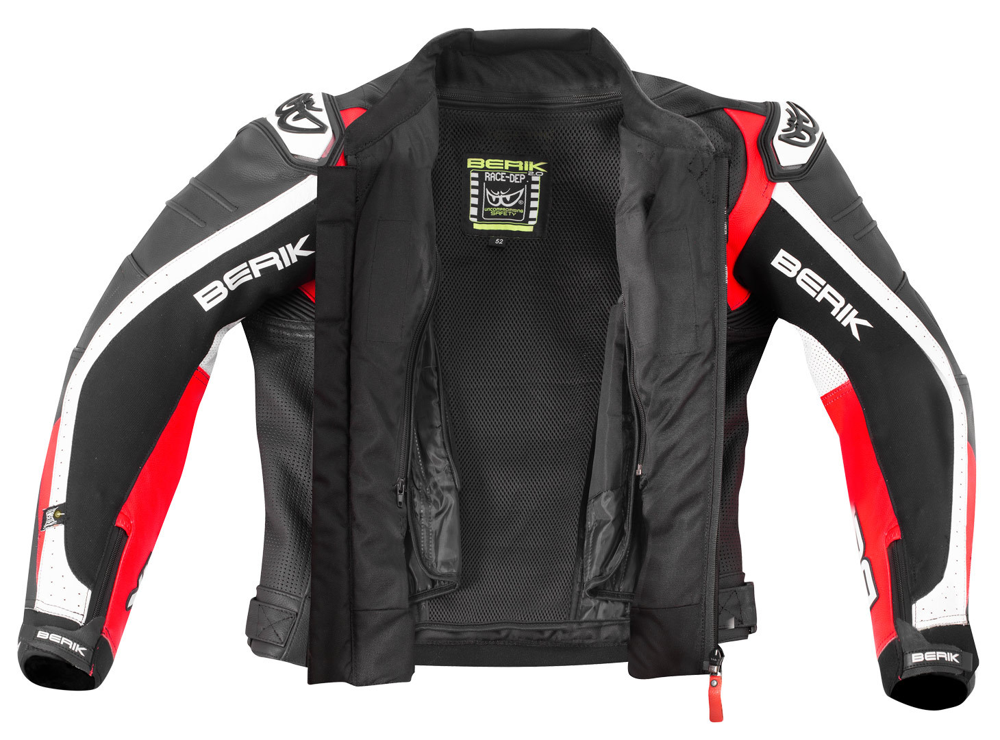 Berik Wild Chase Motorfiets leren jas zwart/wit/rood 60 Figuur 3