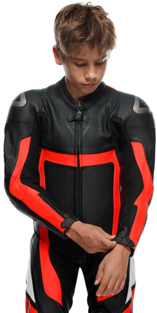 Dainese Gen-Z Abito in pelle perforata monopezza per bambini nero/rosso 158 Figura 16