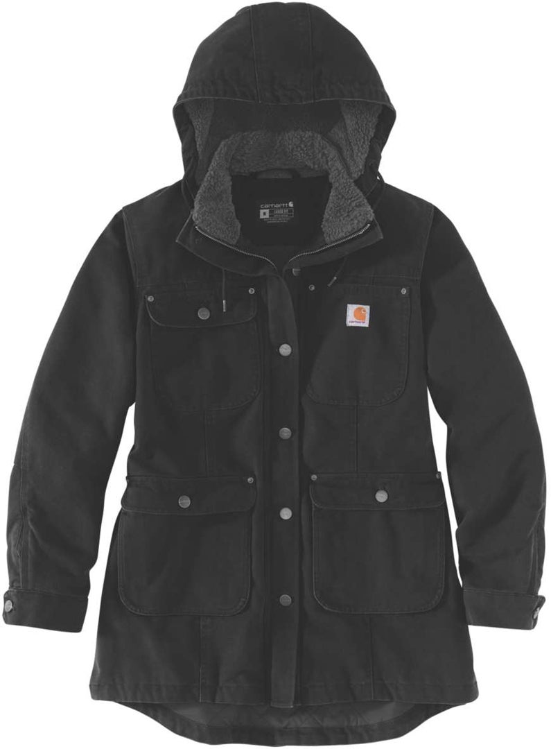 Carhartt Loose Fit Weathered Duck Damer Coat Sort S Figur 1