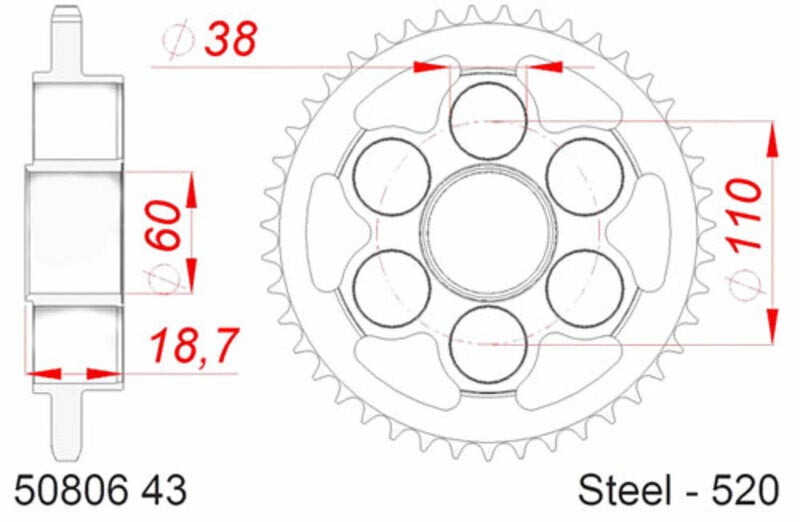 AFAM Rear sprocket Steel Standard - 520 Figure 1