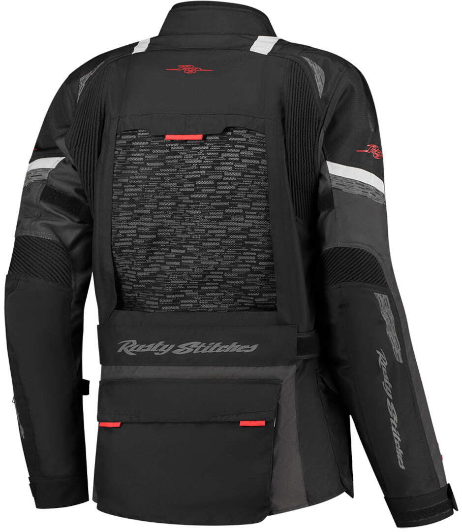 Rusty Stitches Cliff Wasserdichte Motorrad Textiljacke schwarz/grau/rot 4XL Abbildung 4