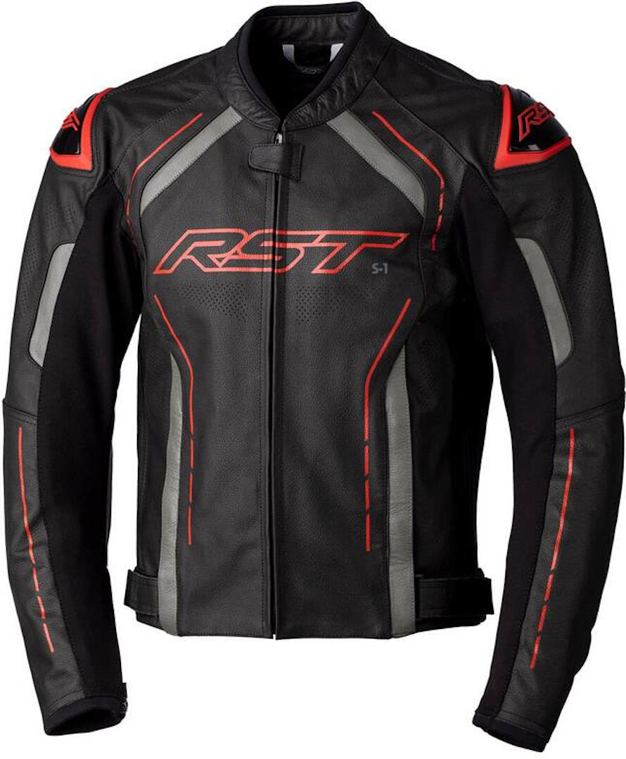 RST S1 Motorfiets lederen jas Zwart/Rood 48 Figuur 1
