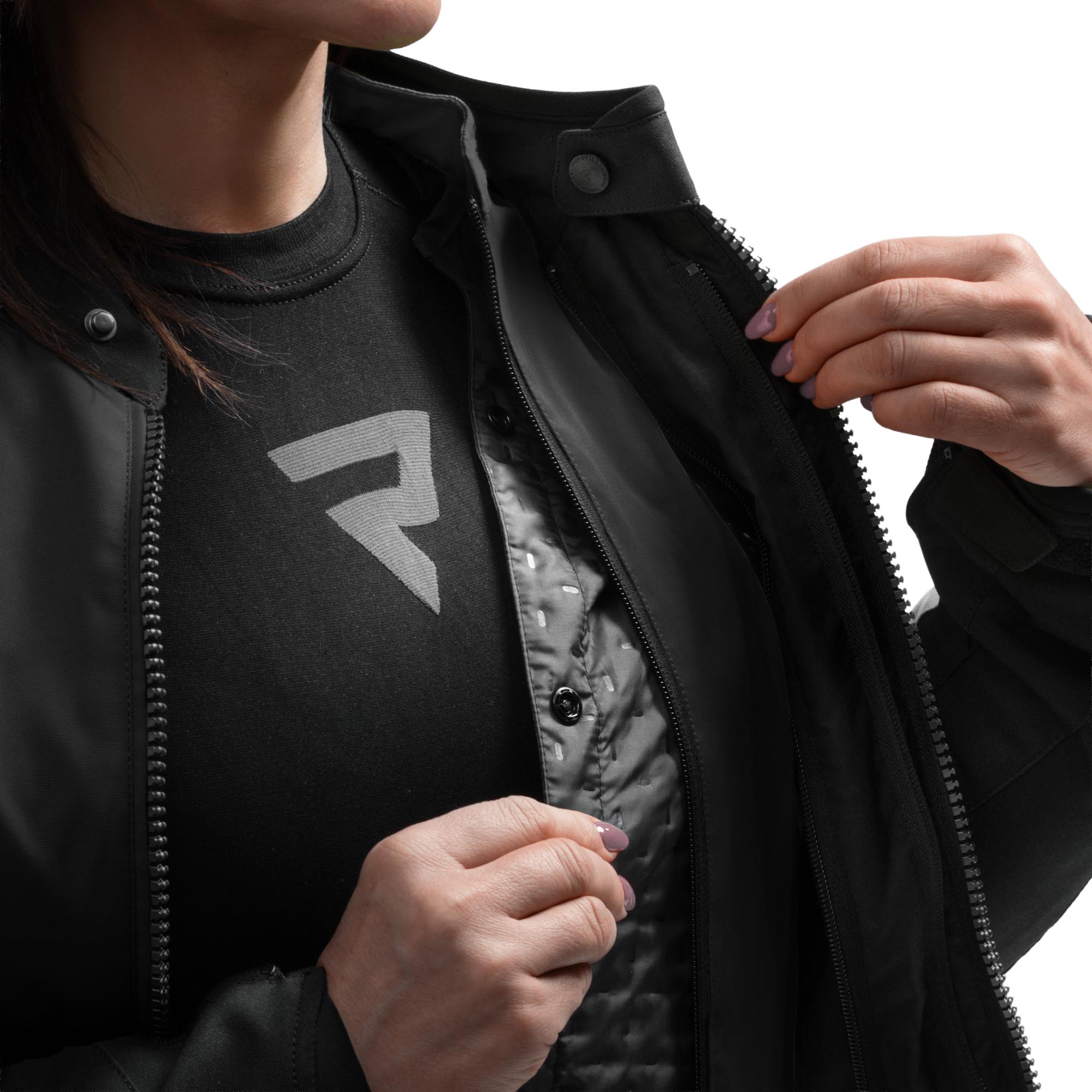 Rebelhorn Swift vandtæt dame motorcykel tekstiljakke sort/grå/pink 7XL Figur 12