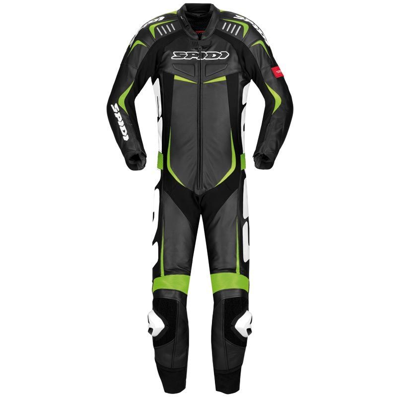 Spidi Track Wind Pro One Piece Motorcycle Leather Suit black/green 54 Figure 1