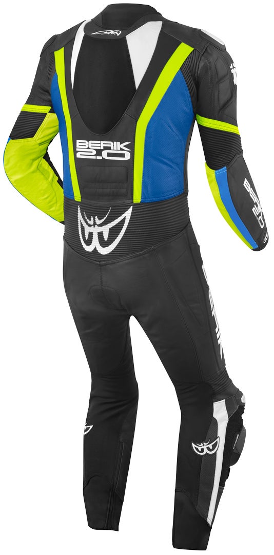 Berik Losail Um terno de couro da motocicleta da parte preto/branco/azul/amarelo 56 Figura 2