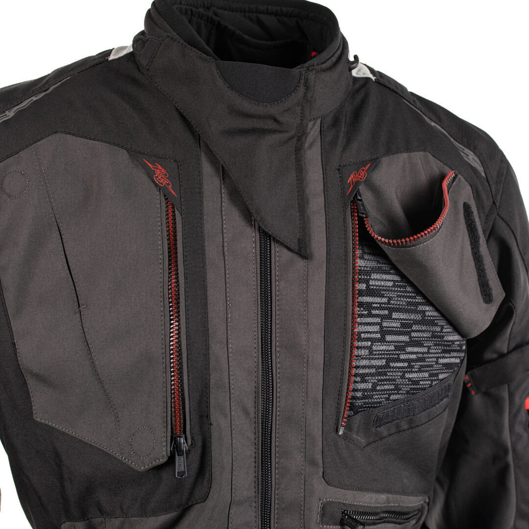 Rusty Stitches Cliff Waterproof Motorcycle Textile Jacket black/grey/red 3XL Figure 9